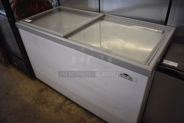 Arctic Air Metal Commercial Chest Freezer Merchandiser on Commercial Casters. 62x29x37. Tested and Working!