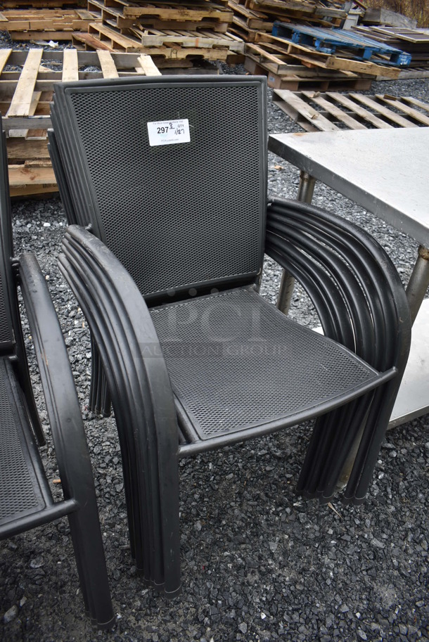 8 Black Metal Mesh Chair w/ Arm Rests. 22x24x35. 8 Times Your Bid! - Image 2 of 3