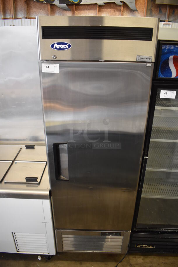 2018 Atosa MBF8501GR Stainless Steel Commercial Single Door Reach In Freezer w/ Poly Coated Racks on Commercial Casters. 115 Volts, 1 Phase. 27x32x83. Tested and Working! - Image 1 of 6