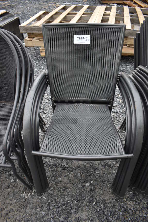 6 Black Metal Mesh Chair w/ Arm Rests. 22x24x35. 6 Times Your Bid! - Image 1 of 4
