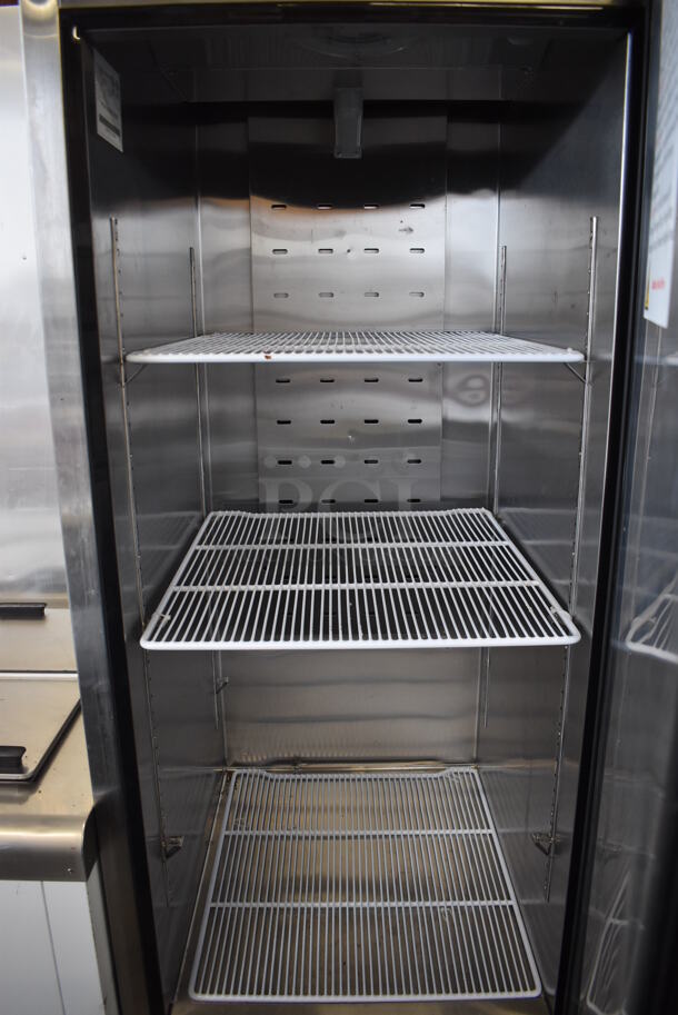 2018 Atosa MBF8501GR Stainless Steel Commercial Single Door Reach In Freezer w/ Poly Coated Racks on Commercial Casters. 115 Volts, 1 Phase. 27x32x83. Tested and Working! - Image 4 of 6