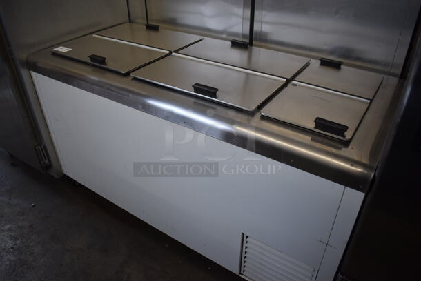 Stainless Steel Commercial Chest Freezer w/ 3 Center Hinge Lids. 67x31x38. Tested and Working! - Image 2 of 7