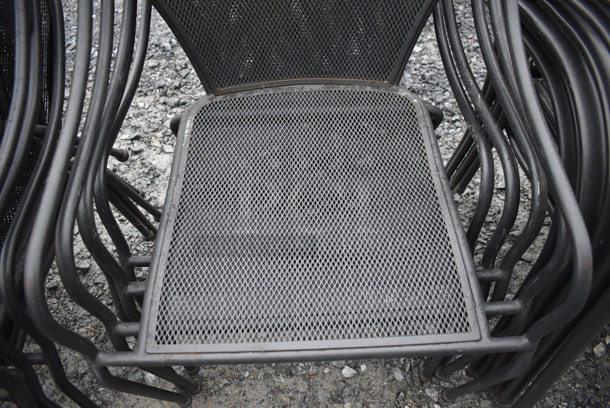 10 Black Metal Mesh Chair w/ Arm Rests. 22x24x34. 10 Times Your Bid! - Image 3 of 4