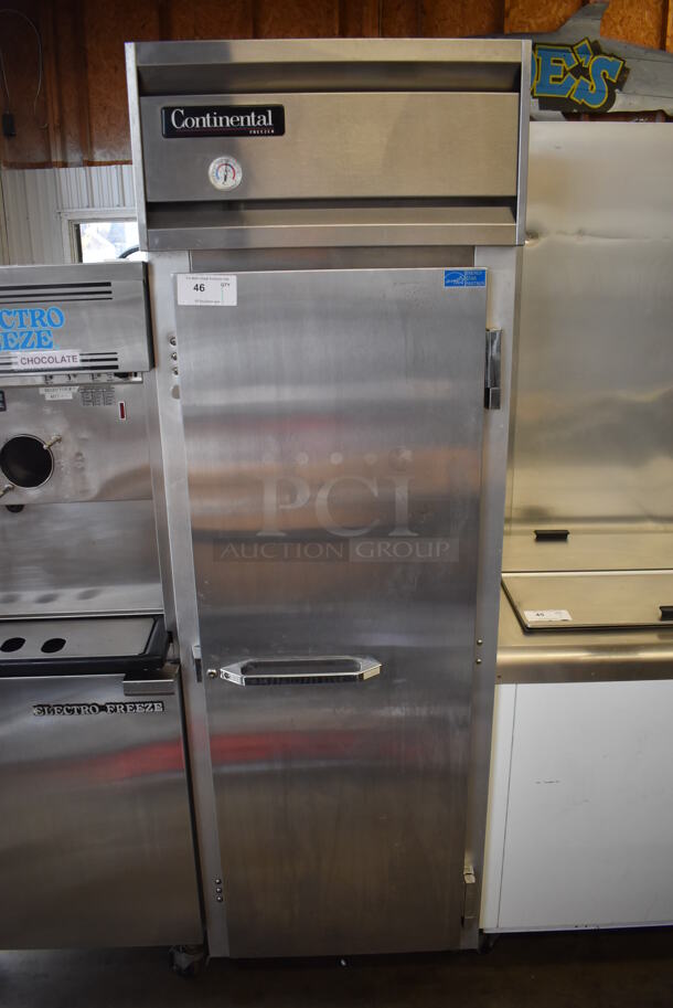Continental 1F Stainless Steel Commercial Single Door Reach In Freezer w/ Poly Coated Racks on Commercial Casters. 115 Volts, 1 Phase. 26x34x82. Tested and Working! - Image 2 of 7