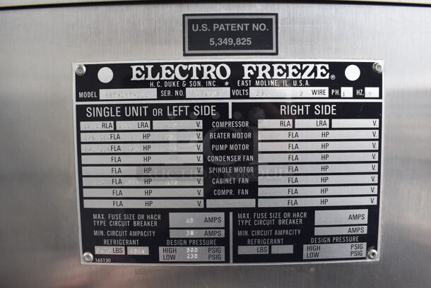 Electro Freeze 88T-CMT-113 Stainless Steel Commercial Water Cooled Floor Style 2 Flavor w/ Twist Soft Serve Ice Cream Machine on Commercial Casters. 230 Volts, 1 Phase. 26x40x69 - Image 3 of 9