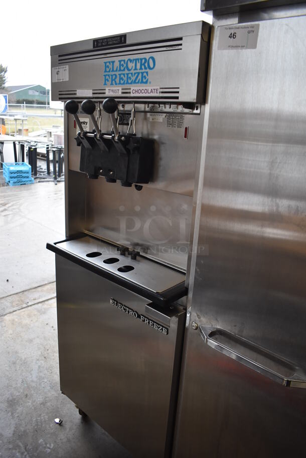 Electro Freeze 88T-CMT-113 Stainless Steel Commercial Water Cooled Floor Style 2 Flavor w/ Twist Soft Serve Ice Cream Machine on Commercial Casters. 230 Volts, 1 Phase. 26x40x69 - Image 7 of 9