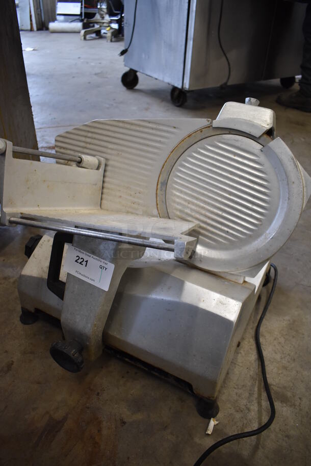 Globe Metal Commercial Countertop Meat Slicer w/ Blade Sharpener. 25x22x20. Tested and Powers On; Blade Spins But Carriage Will Not Move - Image 2 of 5