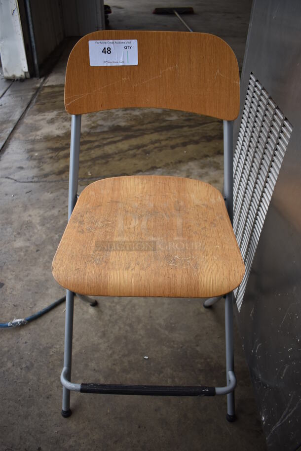 Wooden and Metal Folding Chair. 20x18x37 - Image 1 of 3