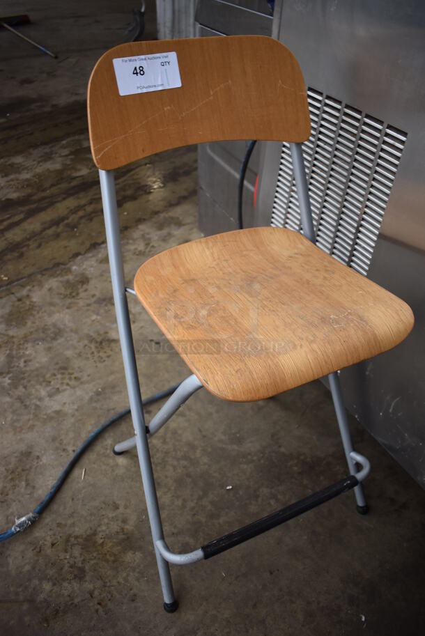 Wooden and Metal Folding Chair. 20x18x37 - Image 2 of 3