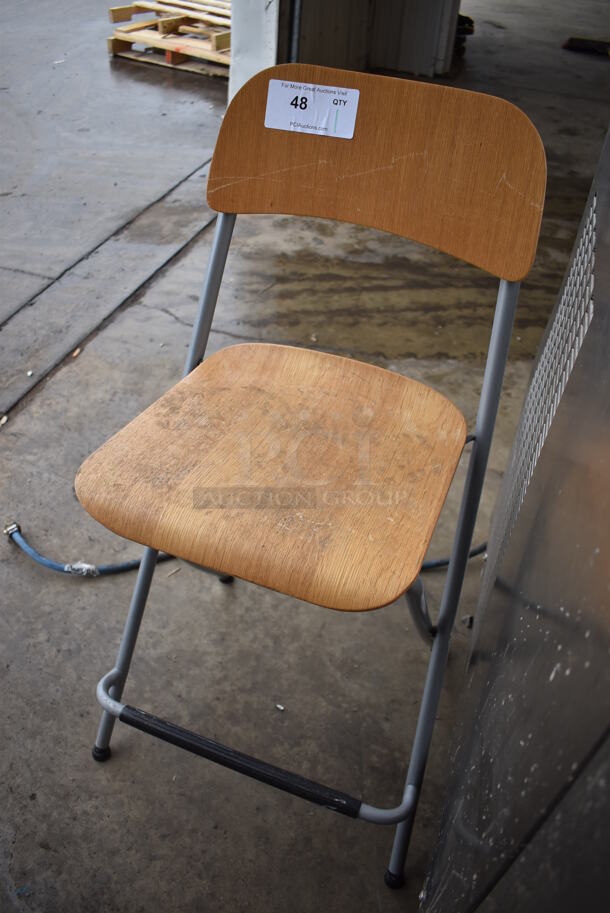 Wooden and Metal Folding Chair. 20x18x37 - Image 3 of 3