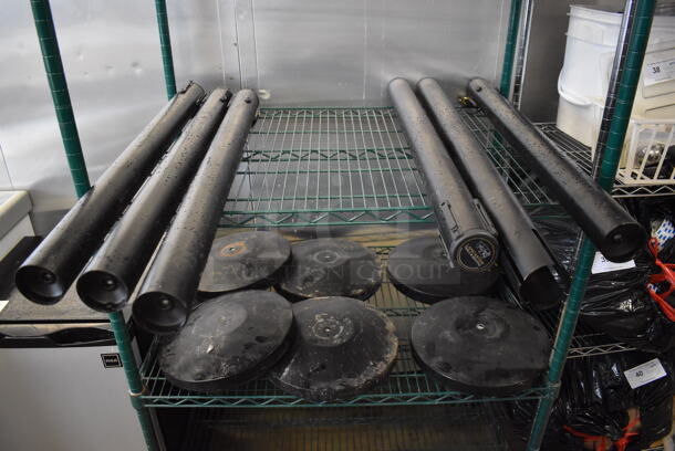 ALL ONE MONEY! Lot of 6 Lancaster Table & Chair Black Stanchion Rods and Bases. 13x13x3, 3x3x34 - Image 1 of 5