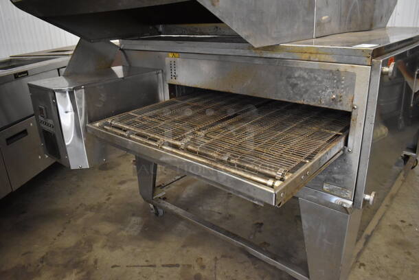 XLT 3270 Stainless Steel Commercial Natural Gas Powered Conveyor Pizza Oven on Commercial Casters. Comes w/ Hood / Vent. 180,000 BTU. 113x53x43, 99x37x22 - Image 4 of 10
