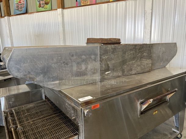 XLT 3270 Stainless Steel Commercial Natural Gas Powered Conveyor Pizza Oven on Commercial Casters. Comes w/ Hood / Vent. 180,000 BTU. 113x53x43, 99x37x22 - Image 10 of 10