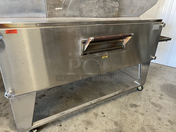 XLT 3270 Stainless Steel Commercial Natural Gas Powered Conveyor Pizza Oven on Commercial Casters. Comes w/ Hood / Vent. 180,000 BTU. 113x53x43, 99x37x22 - Image 3 of 10