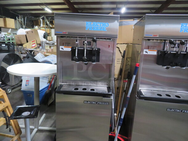 One WORKING Electro Freeze 2 Flavor Twist Soft Serve Machine On Casters. Model# 99T-RMT-132. 208-230 Volt. 3 Phase. Ser# H2P-2876. - Image 1 of 4