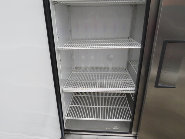 One WORKING Stainless Steel True 2 Door Refrigerator With 6 Racks On Casters. Model# T-49. 115 Volt. 49X30X82 - Image 3 of 4