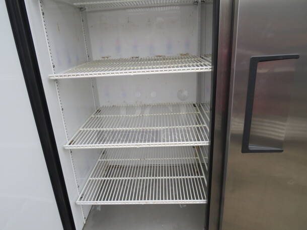 One WORKING Stainless Steel True 2 Door Refrigerator With 6 Racks On Casters. Model# T-49. 115 Volt. 49X30X82 - Image 2 of 3