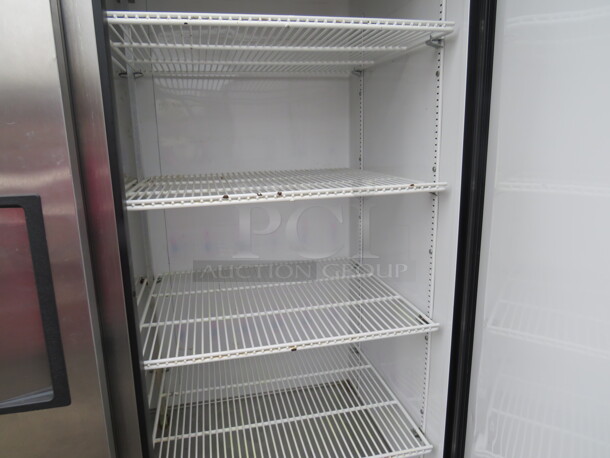 One WORKING Stainless Steel True 2 Door Refrigerator With 6 Racks On Casters. Model# T-49. 115 Volt. 49X30X82 - Image 3 of 3