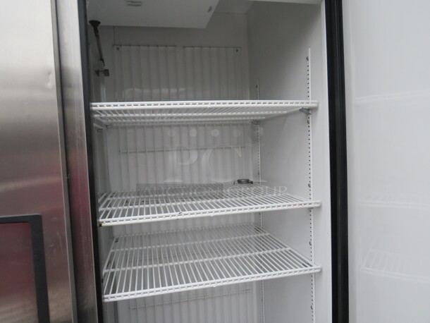 One WORKING Stainless Steel True 2 Door Freezer With 6 Racks On Casters. Model# T-49F. 115 Volt. 49X30X82 - Image 4 of 4