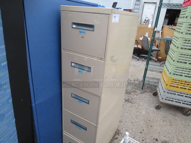 One 5 Drawer Metal File Cabinet. 15X27X57.5