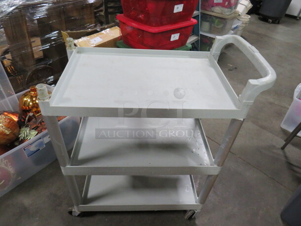 One Cambro 3 Shelf Poly Cart On Casters. 30X16X37