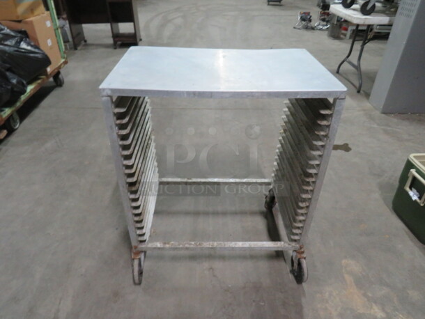 One Aluminum Speed Rack On Casters. 28.5X18X34