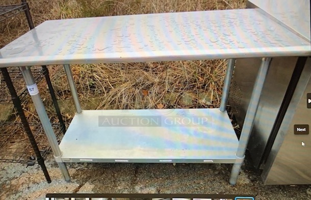 One Stainless Steel Table With Under Shelf. 48X25X35