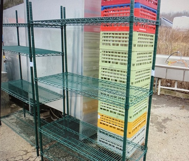 One Green metro Shelf With 4 Shelves.  48X18X74