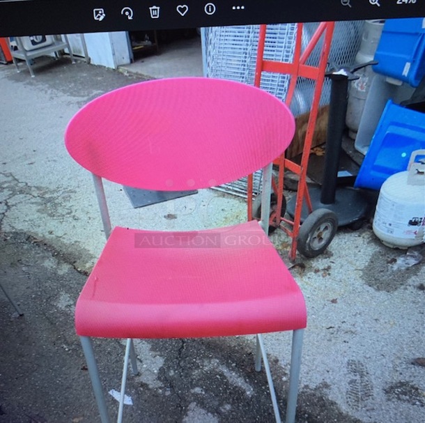 One Metal Bar Height Chair With Molded Poly Seat And Back. 