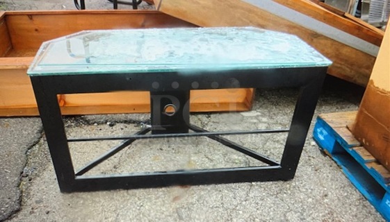 One Metal Glass Entertainment Center With 1 Shelf. 42X9X22