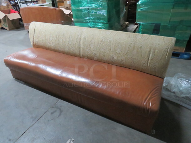 One Single Sided Booth With Brown Leather Cushioned Seat And Cushioned Back. 82X29X31 - Image 2 of 4