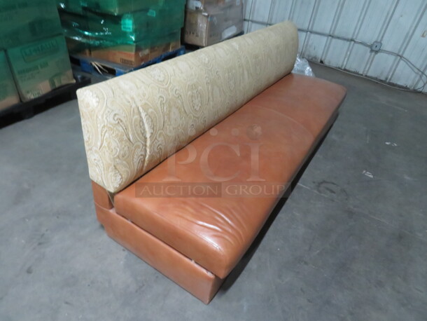 One Single Sided Booth With Brown Leather Cushioned Seat And Cushioned Back. 82X29X31 - Image 3 of 4