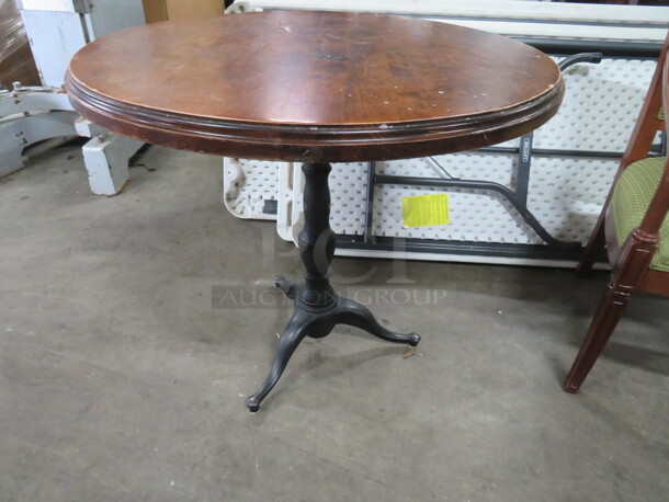 One Round Solid Wood 2 Inch Thick  Table Top One A Decorative Pedestal Base. 34X34X30 - Image 2 of 3