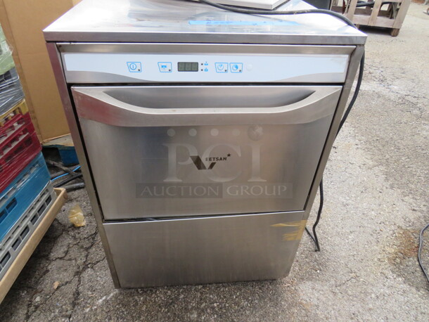 One SS Veetsan Under Counter Dishwasher. 208 Volt. 1 Phase. Unable Tp Test.  Model# VDU30. 23.5X28X33.5. - Image 1 of 2
