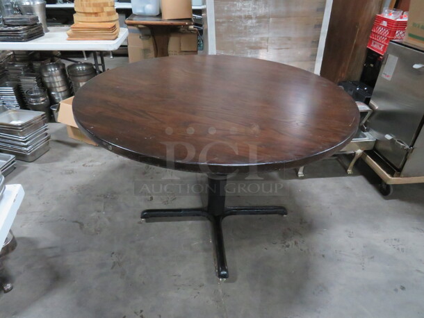 One Round Solid Wood 2 Inch Thick  Table Top One A  Pedestal Base. 60X60X30