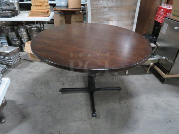One Round Solid Wood 2 Inch Thick  Table Top One A  Pedestal Base. 60X60X30 - Image 1 of 2