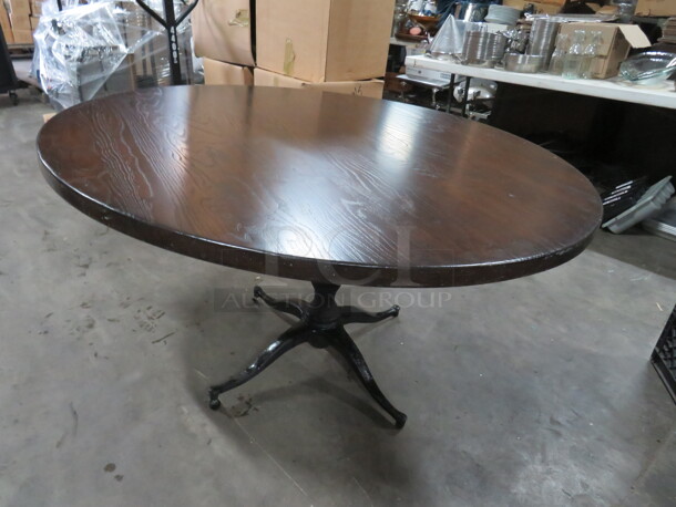 One Round Solid Wood 2 Inch Thick  Table Top One A Decorative Pedestal Base. 54X54X30 - Image 1 of 3