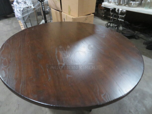 One Round Solid Wood 2 Inch Thick  Table Top One A Decorative Pedestal Base. 54X54X30 - Image 3 of 3
