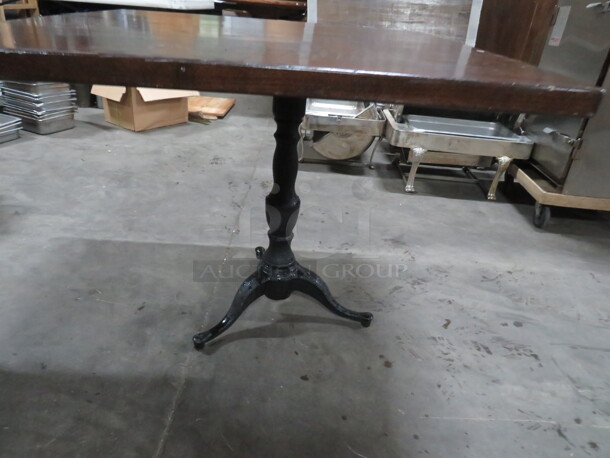One Solid Wood 1-1/2 Inch Thick Table Top On A Decorative Pedestal Base. 30X36X30 - Image 2 of 3