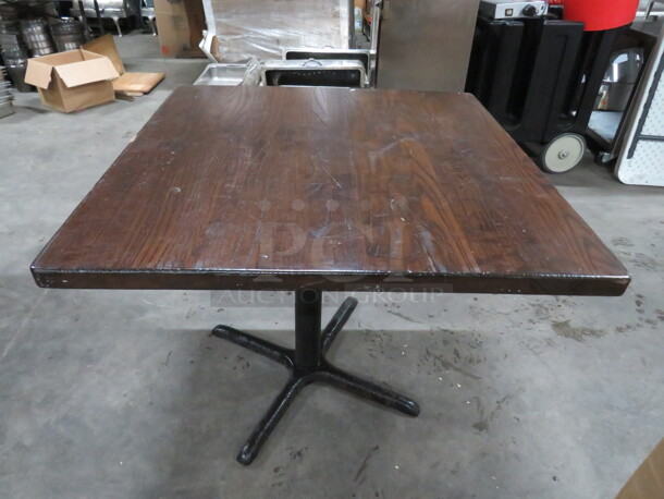 One Solid Wood 1-1/2 Inch Thick Table Top On A  Pedestal Base. 36X36X30