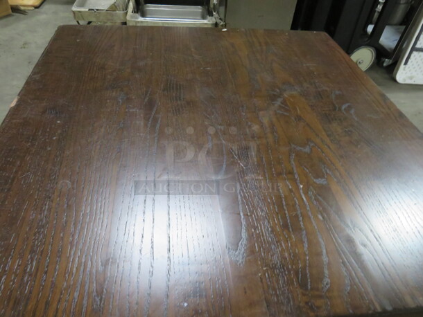 One Solid Wood 1-1/2 Inch Thick Table Top On A  Pedestal Base. 36X36X30 - Image 3 of 3