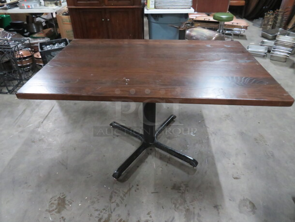 One Solid Wood 1-1/2 Inch Thick Table Top On A  Pedestal Base. 55X36X30 - Image 1 of 3