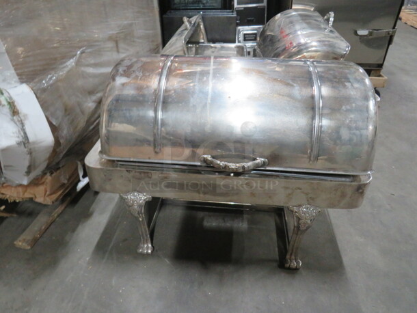 One Vintage Full Size Silver Plate Roll Top Chafer. - Image 1 of 4