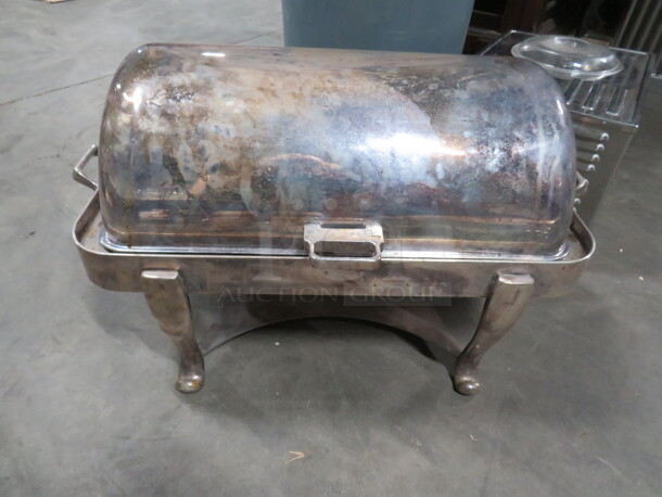 One Vintage Full Size Silver Plate Roll Top Chafer. 