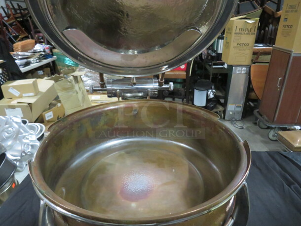 One Vintage Round Hammered Copper  Chafer. - Image 2 of 4