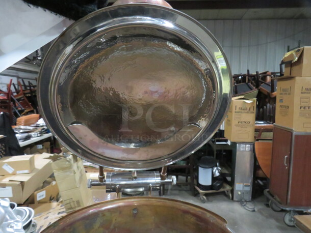 One Vintage Round Hammered Copper  Chafer. - Image 3 of 4