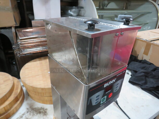 One Bunn DBC Coffee Grinder With 2 Hoppers. Model# FPG-2-DBC. 120 Volt. 8.5X10X22 - Image 2 of 2