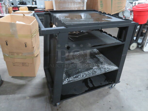 One DW Haber And Sons Metal Cart With 4 Shelves On Casters. 40X30X45