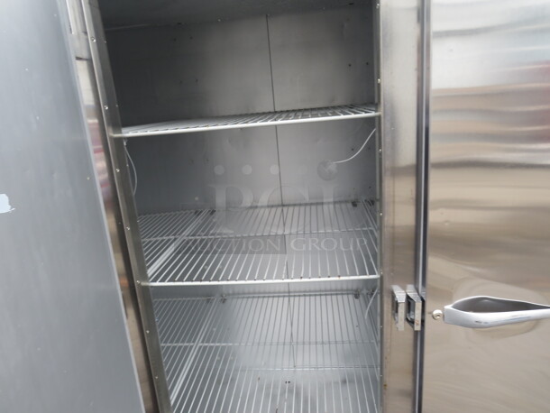 One Stainless Steel Traulsen 3 Door Refrigerator With Racks on Casters. 115 Volt. Model# G30011. 77X35X83.5. $9175.68 - Image 3 of 5