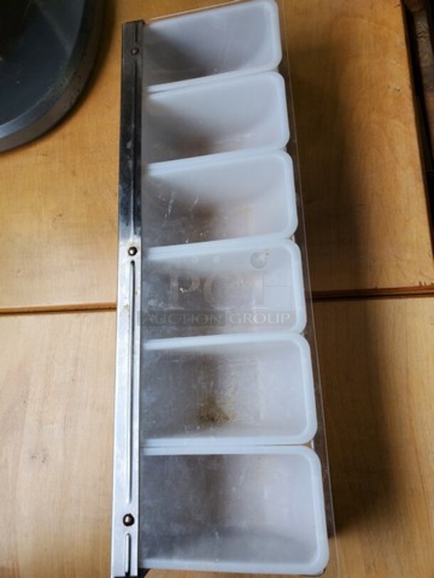 6-Compartment Satin Finish Stainless Steel Condiment Bar - Image 1 of 2